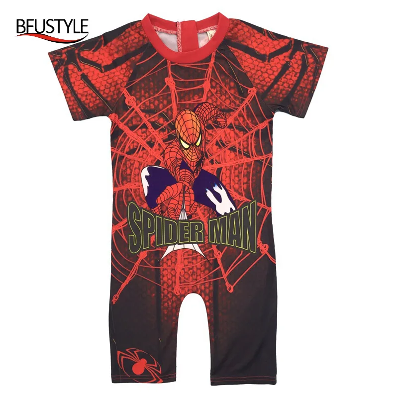 

2018 Spiderman Printed Boys Swimsuit One Piece Summer Surf Swimwear Children Beachwear Jumpsuit Kids Swimming Suit