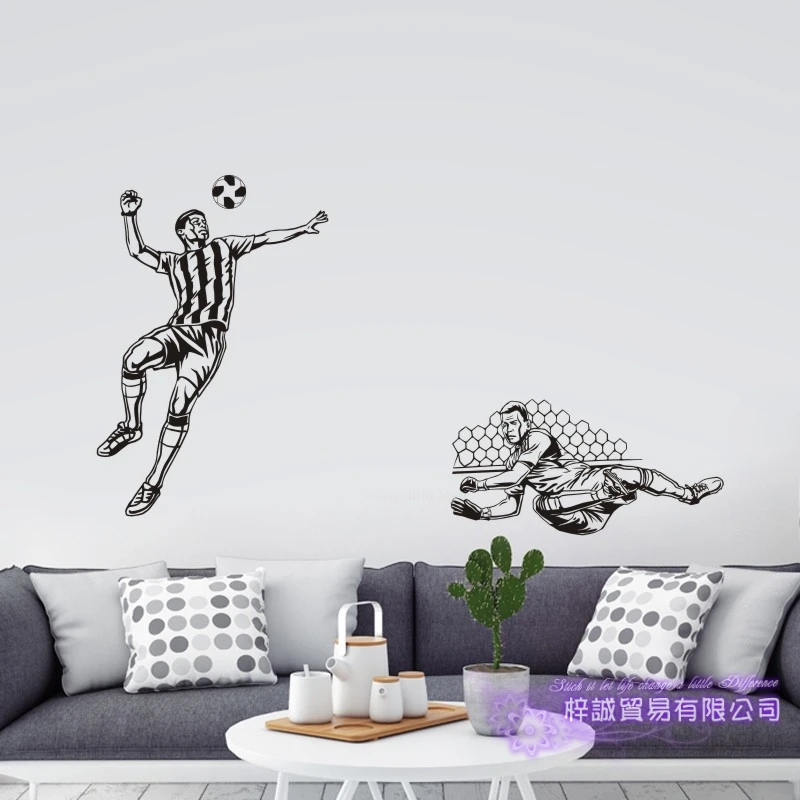 DCTAL Football Player Sticker Football Game Soccer Decal Helmets Kids Room Posters Vinyl Wall Decals F11