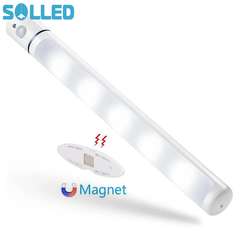 

SOLLED LED Night Light Body PIR Sensor Cabinet Magnetic Rotary Wardrobe Bathroom Stick Lamp