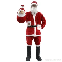 Women Men Gold Velvet Christmas Clothing Santa Claus Role Play Shirt Mustache Winter Warm Jacket Festival Performance Dresses