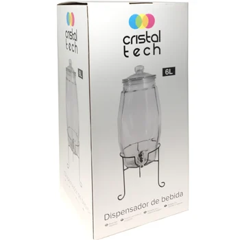 

Dispenser's beverages in glass with lid and support 6 L