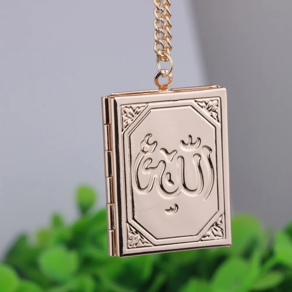 

box gold silver Muhammad gold color Allah Muslim Islamic Quran Books Pendant Necklaces Women & Men Unisex wholesale men women