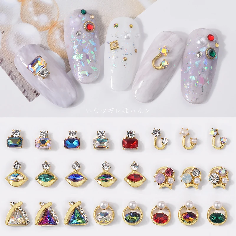 

10pcs 3D Rhinestones DIY Gems New Charming Mix Nail Art Decoration Geometric Jewelry UV Gel Crystal Glitter Sequins nail art