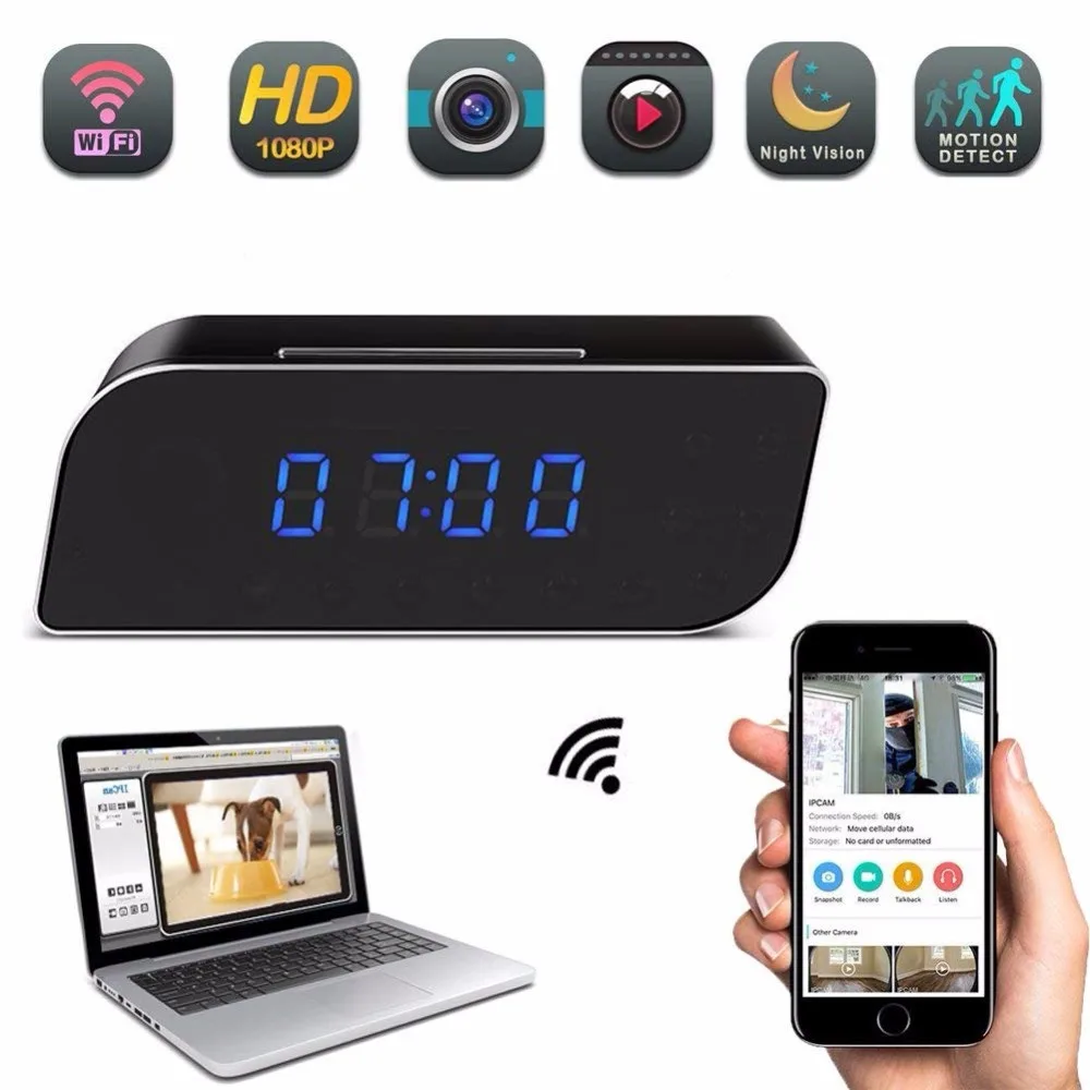 Новинка 1080P WiFi настольные часы мини камера IP P2P DVR видеокамера сигнализация HD