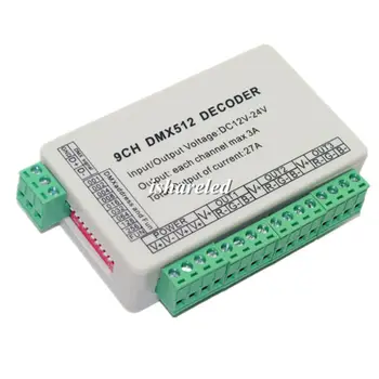 

1Pcs 9CH dmx512 decoder LED Controller 9 channel dmx 512 dimmer driver 9*3A WS-DMX-9CH