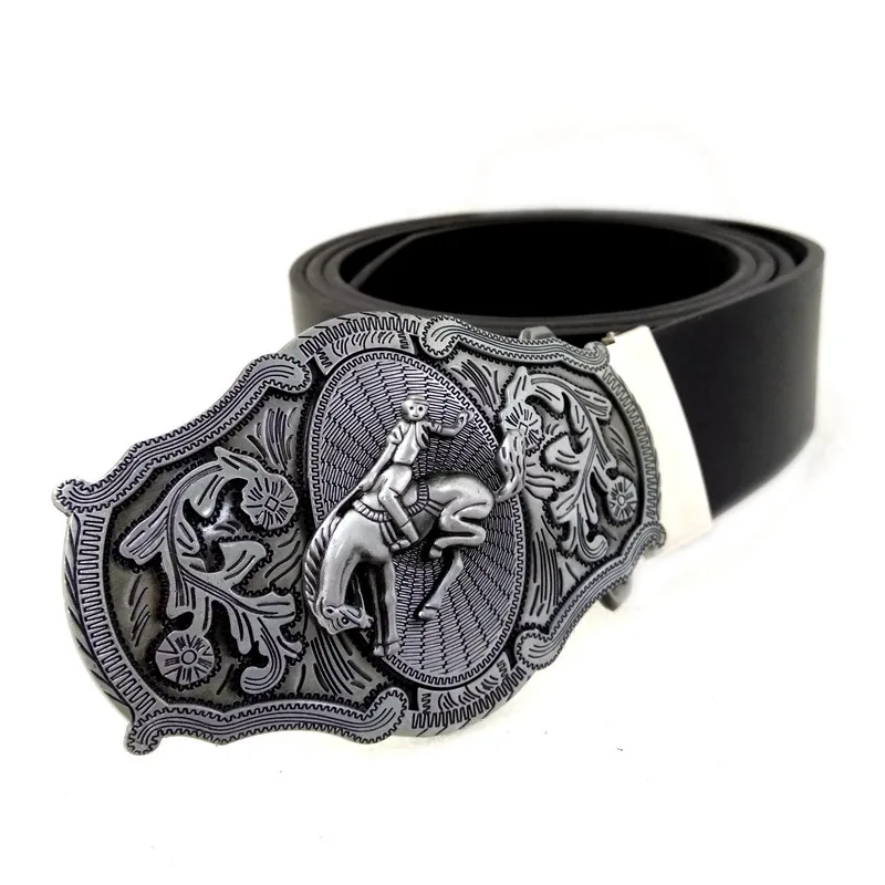 Retro Vintage vaquero cinturón de cuero hombres cinturones de hebilla grande para los pantalones vaqueros cintos masculino alta calidad negro cuero de PU con la correa clip|mens big buckle belts|big buckle