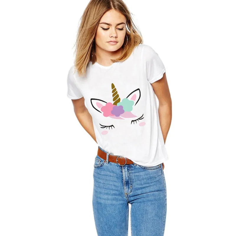 WT0030 Women T-shirt Adult Unicorn T Shirt Casual Colors Plus Size Tee Tops