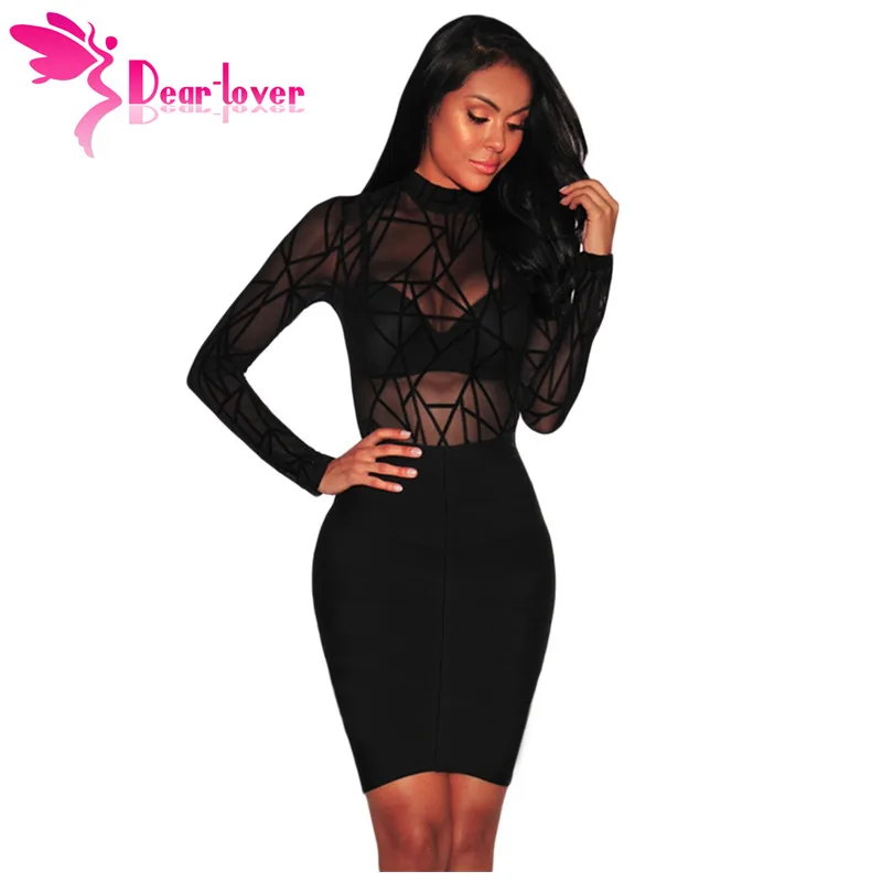 عزيزي عاشق ارتداءها طويلة الأكمام النساء الشتاء الأسود بقماش شفاف هندسية المخملية بدلة للجسم Combinaison فام بذلة رومبير 32166