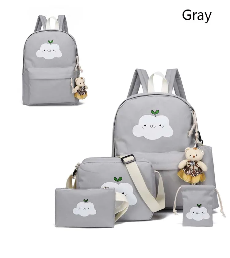 Модный нейлоновый рюкзак, школьные сумки для девочек и подростков, Повседневные детские дорожные сумки, рюкзак с милым принтом облака - Цвет: Серый
