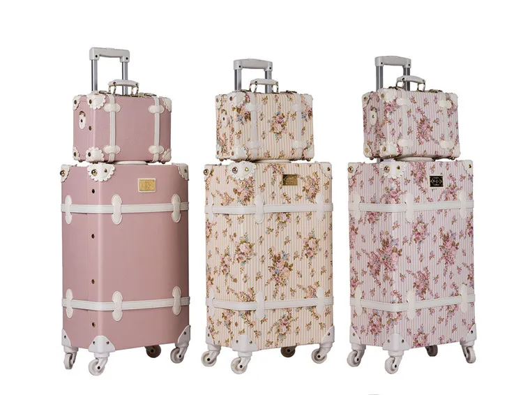 

Vintage Luggage,PU Suitcase Travel box,Women universal wheel Carrier,high qualit Carry-On