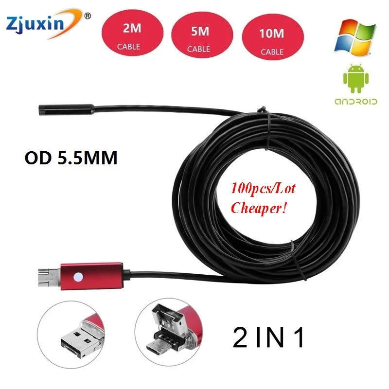 100pcs lot USB 2 IN 1 Video Endoscope for font b Android b font Mobile Laptop