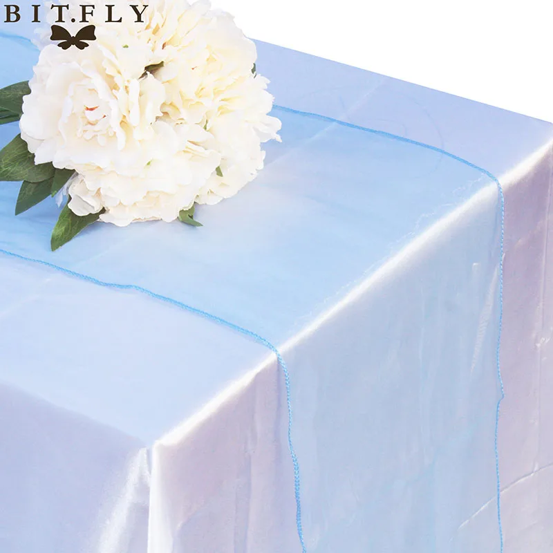 30 цветов, вечерние украшения для банкета, свадебные украшения, Хрустальный тюль, слива, органза, чистый марлевый элемент, Настольная дорожка - Цвет: light blue