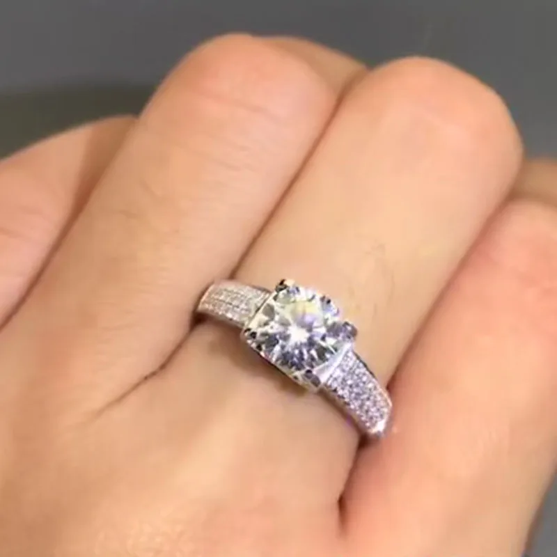 Фирменная Новинка 1 карат из белого золота 18 карат муассанит кольцо с ...