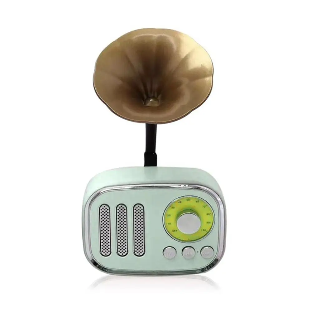

Mini Portable Bluetooth Wireless Speaker Retro Trumpet Flower Shape Loudspeaker Supprot FM Radio Hands-free Call TF Card AUX In