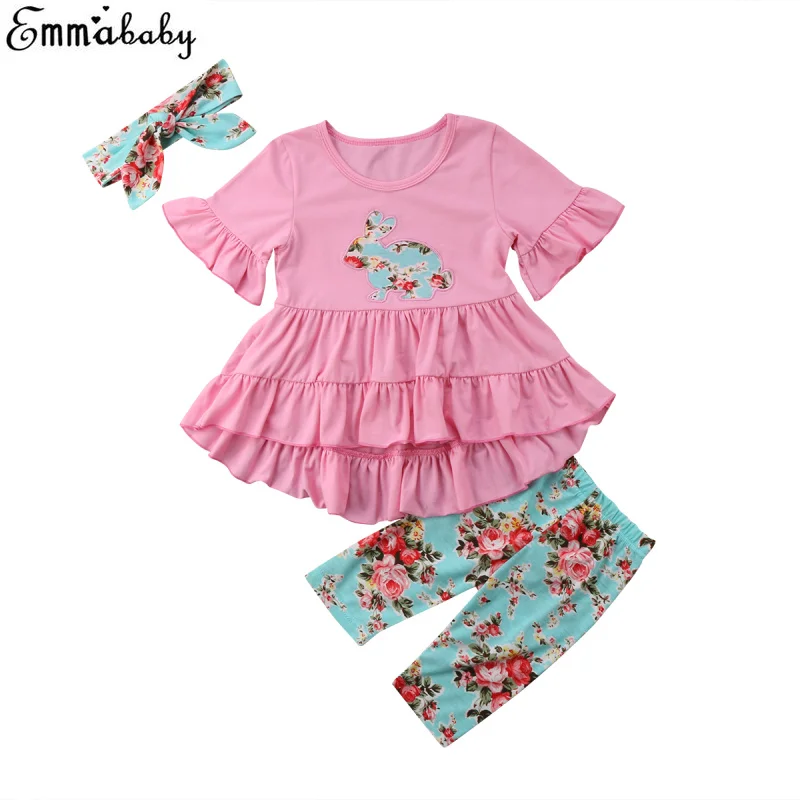 3 шт./комплект блузка с коротким рукавом и брюки оборками|kids short|ruffle pantsgirls clothes |