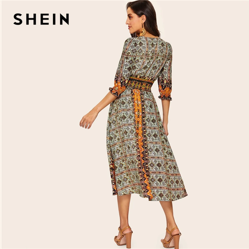 shein tribal print dress