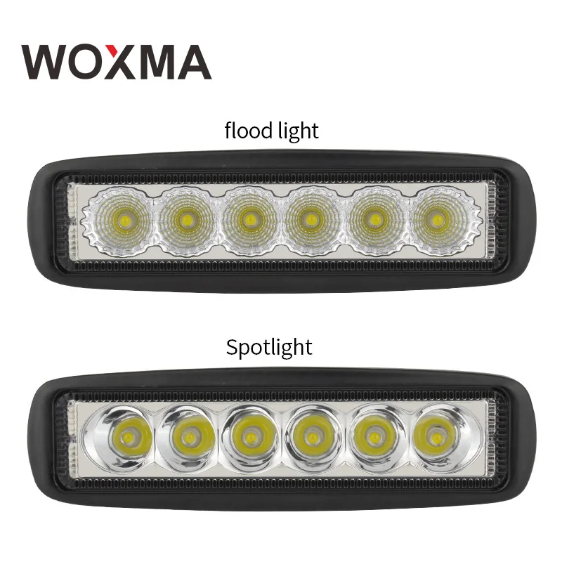 

WOXMA Light Bar 18W 12V LED Car Motorcycle Combo Flood Fog Light Work led Spotlight Offroad 4x4 6000K White for Auto Lamp
