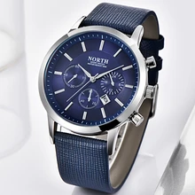 NORTH мужские часы Топ бренд Роскошные модные кварцевые часы для мужчин кожаный ремешок повседневные часы водонепроницаемые спортивные часы Relogio Masculino