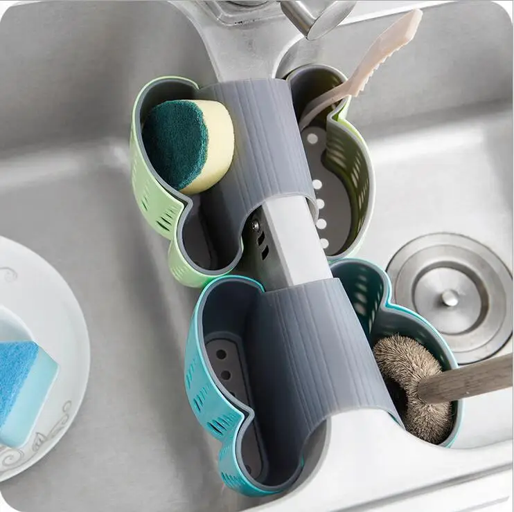 Snap Sink Faucet Housing Cradle Kitchen Shelving Rack Kitchen Sponge Holder Storage Basket CF43