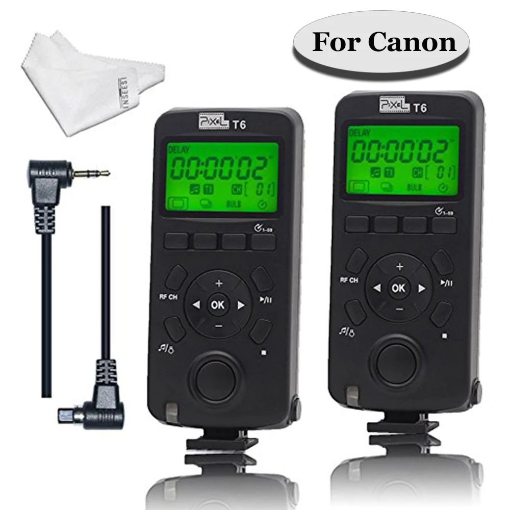 

Pixel T6/TW-283 N3/TW283 E3 Wireless Shutter Release Timer Transceiver Remote Control LCD Screen for Canon 7D 50S 1DS 1100D 500D