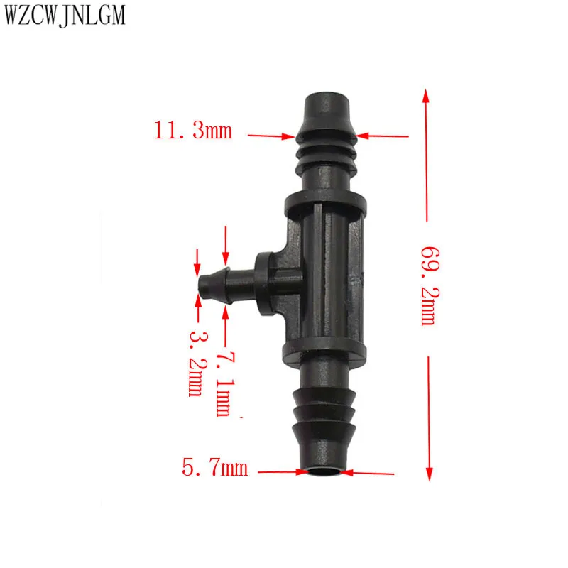 Тройник Разъем 8/11 мм Сменная Трубка 4/7 мм колючей разъем оцинкован стыковачными швами садоводства полива аксессуары для орошения 10 шт