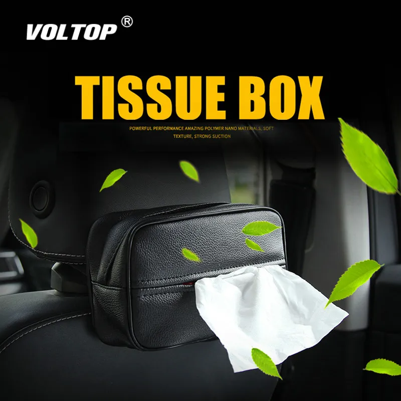 

Car Tissue Box PU Leather Tissue Holder Pumping Paper Case Auto Universal Sun Visor Paper Organizer Napkin Container