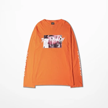 

Autumn new men's round neck long sleeve t shirt letter printing large size loose cotton hip hop street style lovers clothes