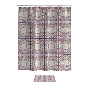 

Bohemian Ethnic Style Flower Shower Curtain Bath Sets With Rugs Shower Curtain Doormat Sets 2 Piece Bathroom Set Bathroom Fabric