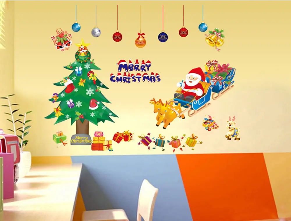 Removable Christmas Tree Santa Claus Vinyl Wall Stickers Room DIY Decor