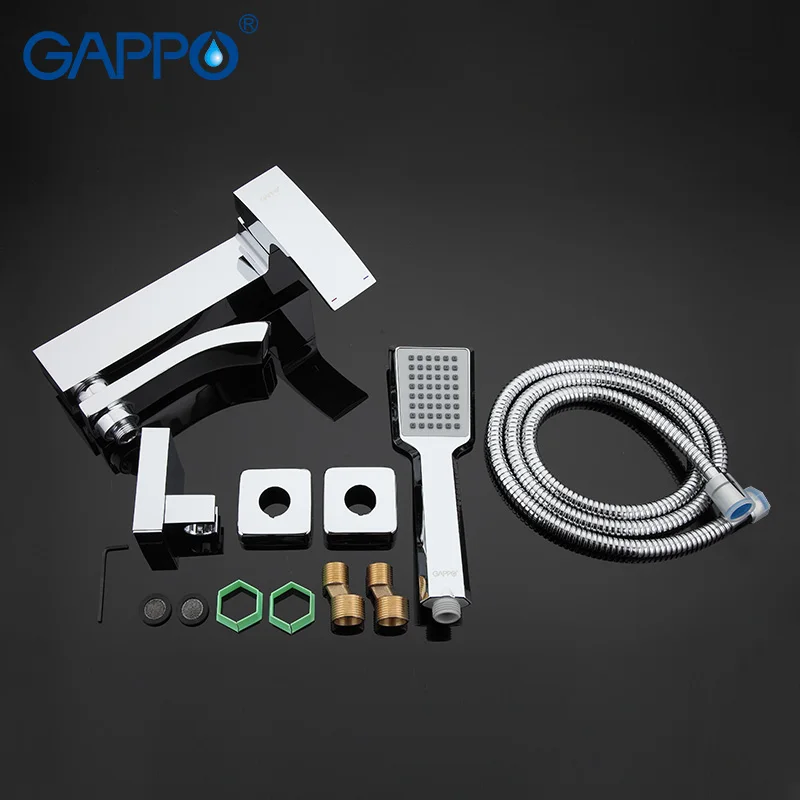  Gappo Chrome Brass Shower Faucet Bath Mixer Water Tap Waterfall with Hand Shower Head Set Wall Bath