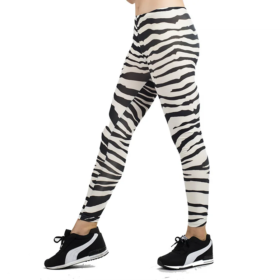 Lei-SAGLY женские летние леггинсы с цифровой печатью Zebra-Stripe skinny leggings Black Milk Slim женские лекинсы штаны