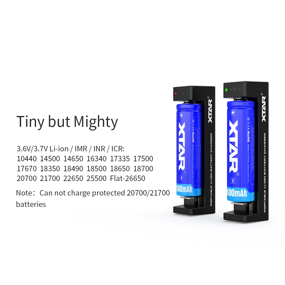 XTAR MC1S зарядное устройство 5 в микро usb Зарядка 3 6 В/3 7 литий ионный аккумулятор 10400