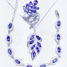 Натуральный Танзанит набор из стерлингового серебра 925 пробы 1 шт. кольцо, 1 шт. кулон, 1 шт. браслет-цепочка 0.25ct* 11 шт., 0.45ct* 1 шт. драгоценный камень# X19222001B