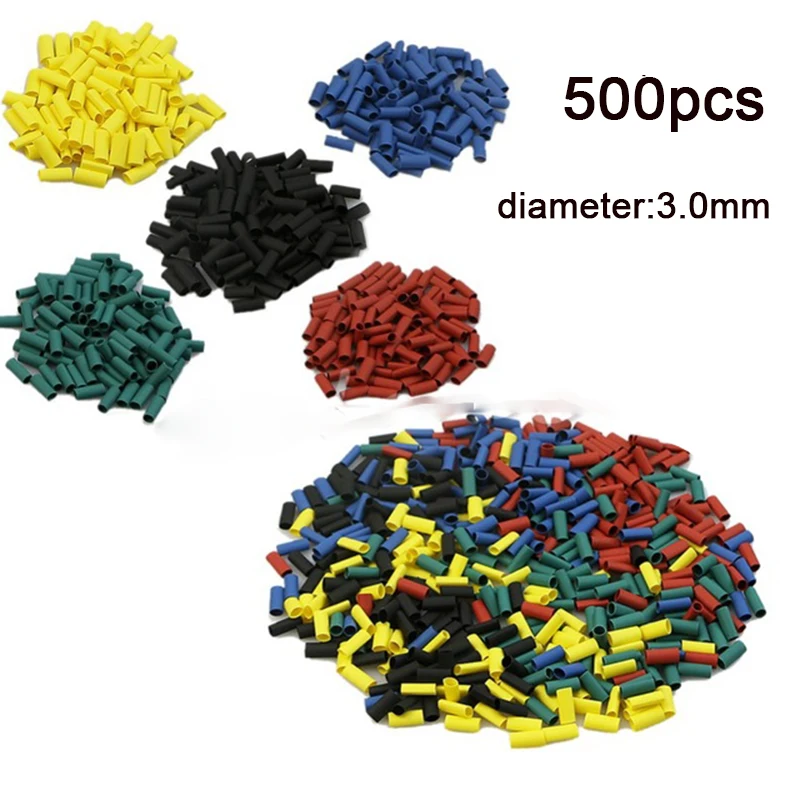 500 шт многоцветные термоусадочные трубки из полиолефина, автомобильные электрические кабельные трубки, горячая Распродажа