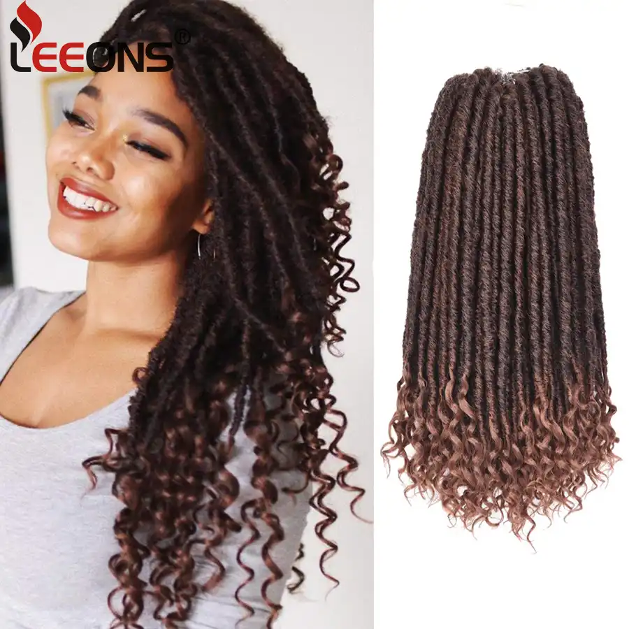 Leeons Black Blonde 16 Inch Kanekalon Braiding Hair Faux Locs Crochet Hair Goddess Hairstyles Synthetic Braiding Hair Extensions