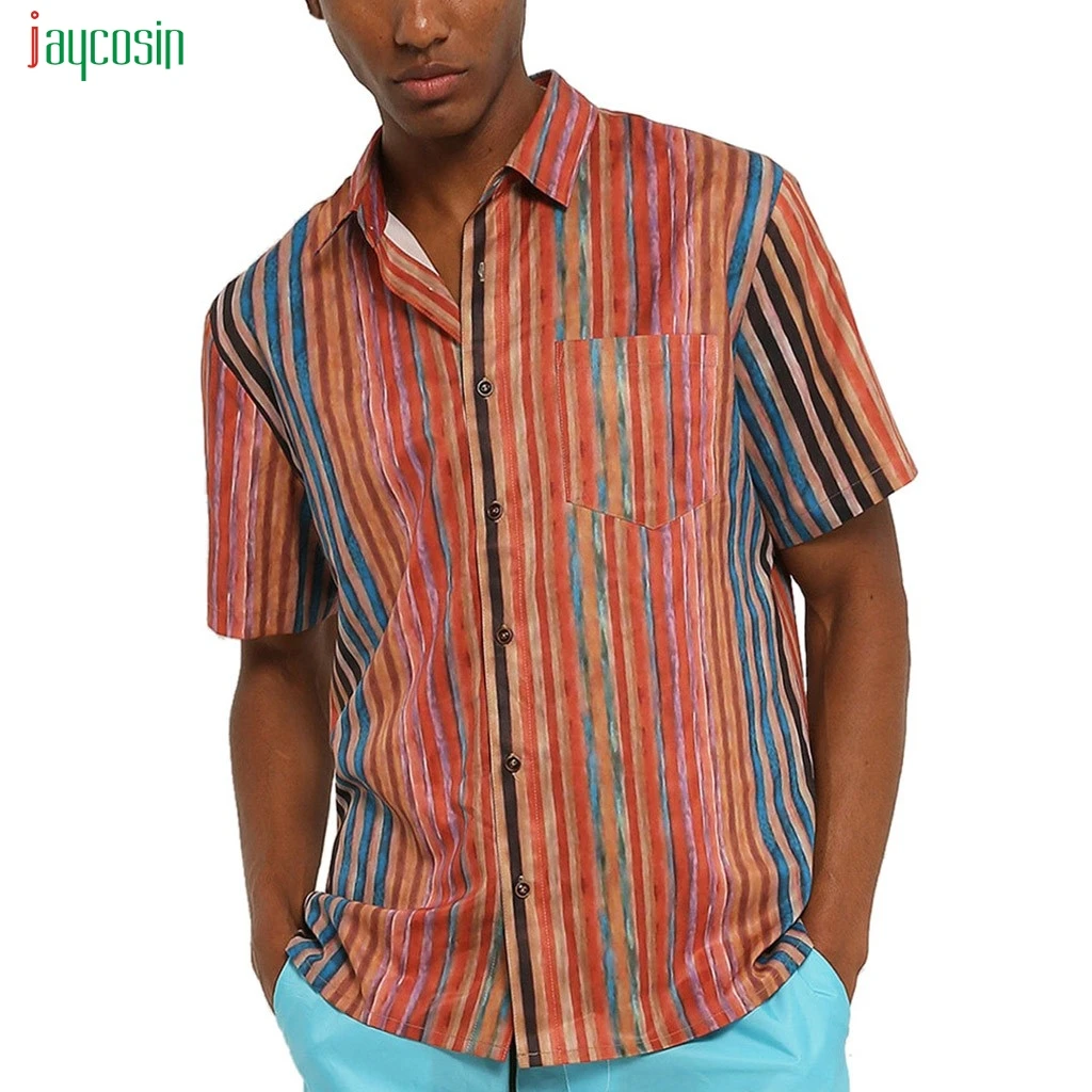 

Jaycosin Fashion Men's Hawaii Style Casual Shirt Boy Summer Short Sleeve Loose Turn-down Collar Buttons Male Camisas De Homem