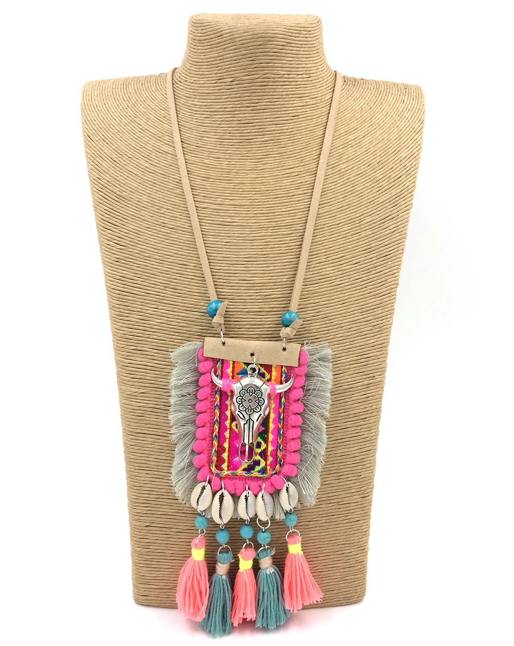 Новый Богемия Boho Ожерелья для мужчин tibeten старинное серебро taurentaurus кулон розовый