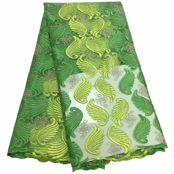 

Luxury Fabric African Handmade Beads Lace Fabric High Quality Nigrian French Wedding Lace Fabric For African Lace Green Pink Red