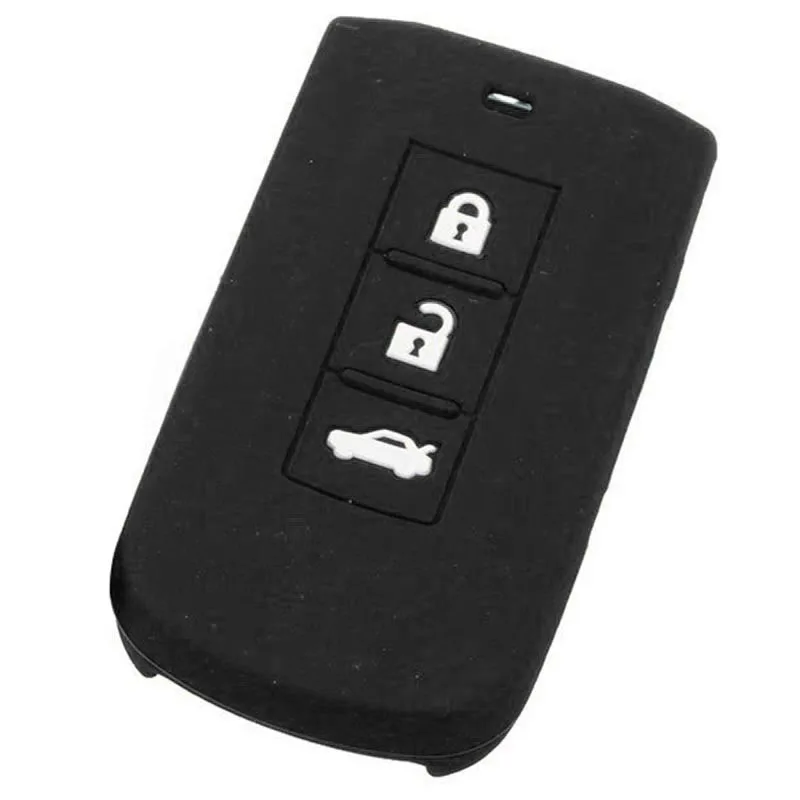 Black 3B Silicone Key Fob Case Cover For Mitsu-bishi Lancer Outlander Pajero