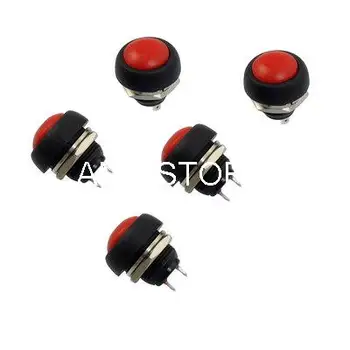

5x Red Cap Momentary Spring Return NO SPST 2 Pins Terminal PBS-33B Panel Mount Pushbutton Switch 12mm Mounting Hole AC 250V/1.5A