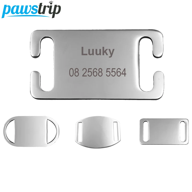pawstrip Stainless Steel font b Pet b font Tag Custom Dog Tag Name Phone Engraved Dog