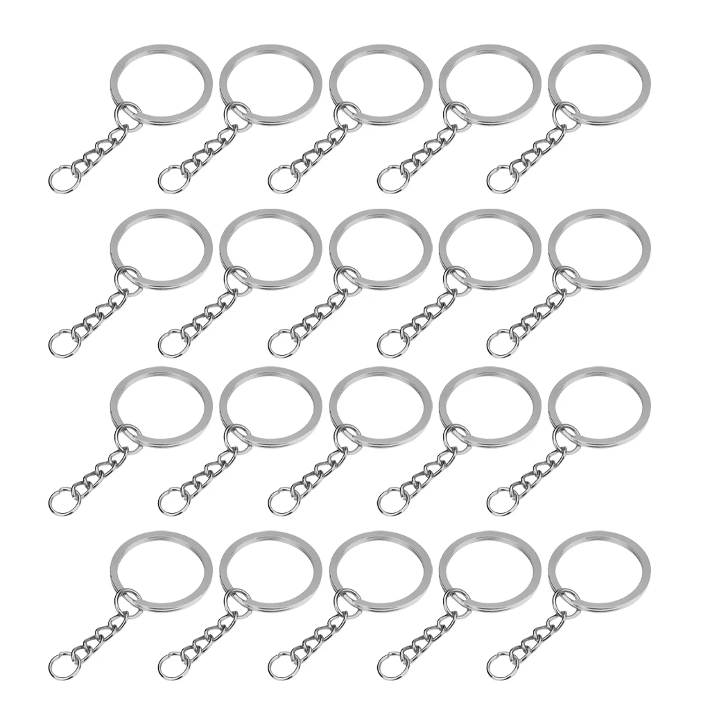 20pcs DIA 1.1inch/28mm Metal Split Key Ring with Chain Key Ring Keychain Ring Parts for DIY Crafts (Platinum, Gold)