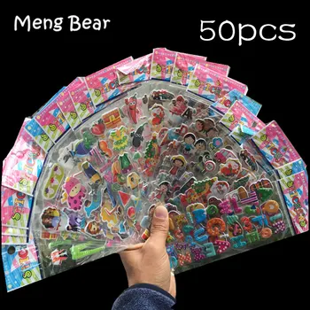 

50pcs Children Cartoon Kids Stickers Toys Baby Boy Girl Puffy Pattern Teacher Lovely Reward Stickers For Children adesivo Kids