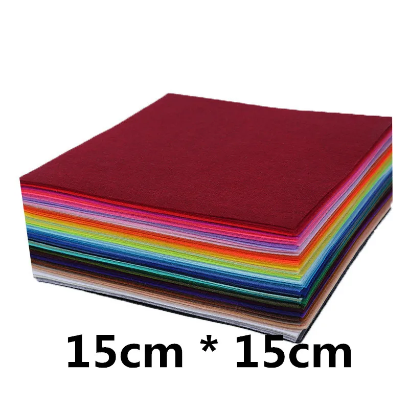 40pcs 15*15 Felt Cloth Hand Needlework Felt Toys Dolls Polyester Nonwoven Fabric Sewing Craft