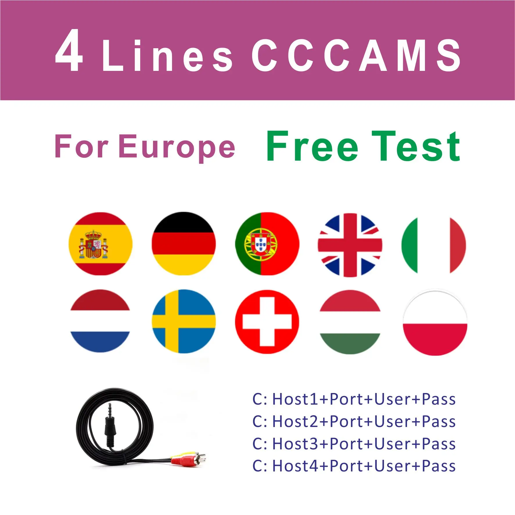 CCCams Cline Германия Испания Португалия cccams 4 линии на 1 год Европа cccams сервер HD используется в спутниковом ТВ приемник freesat V7S