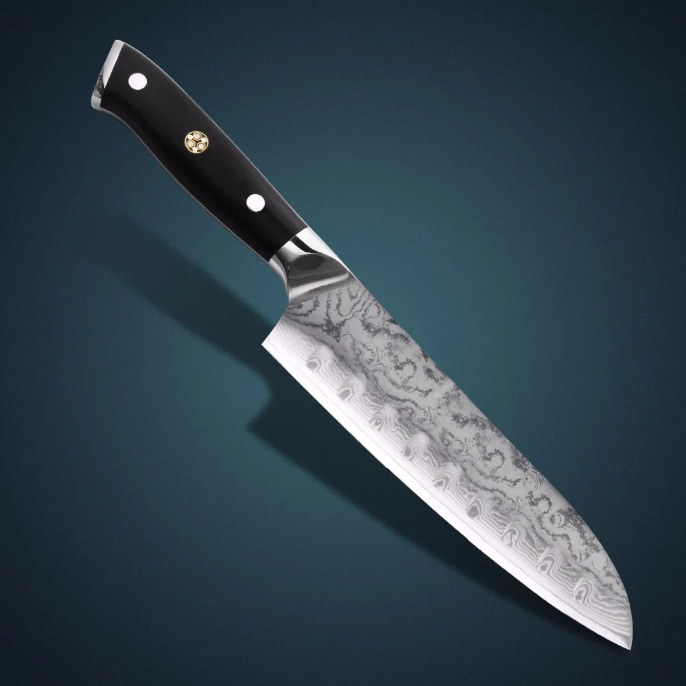 Huiwill 67 слоев японской VG10 дамасской стали кухонный нож Santoku Универсальный нож Овощной кухонный нож наборы