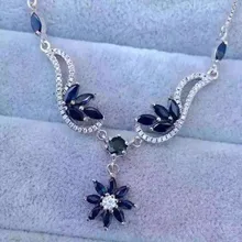 Natural blue sapphire stone Necklace Natural Gemstone Pendant Necklace 925 sliver trendy Luxury big fruit women