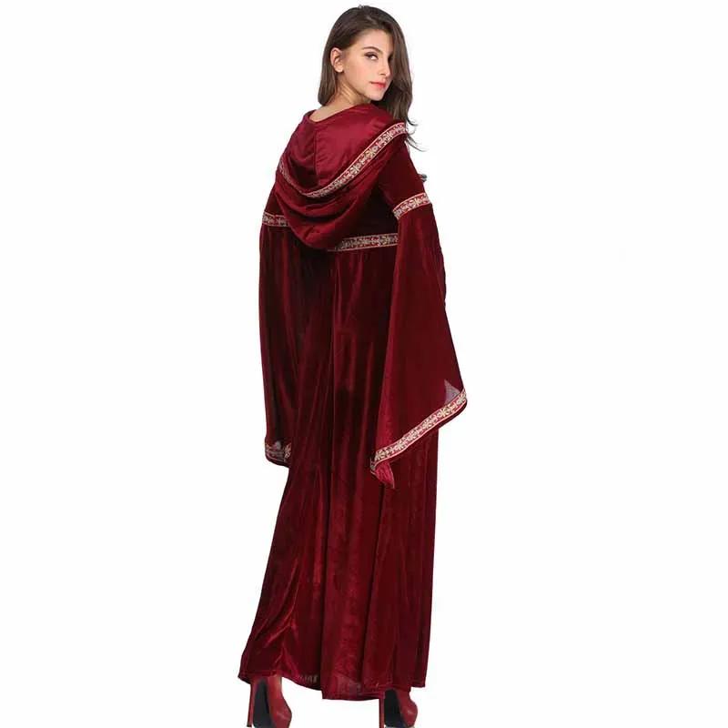Velvet Long Dresses Women Halloween Party Cosplay Fancy Vampire Costume Retro Court Sorcerer Uniform Witch Role Play Games (1)