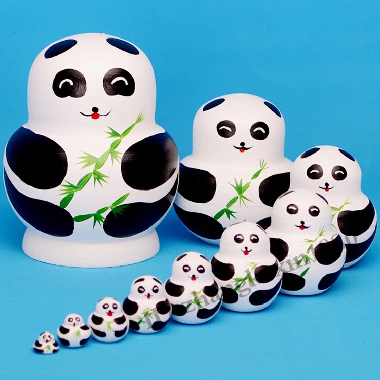

Panda Hand-painted 10 Layers Russian Matryoshka Dolls Birthday Gift Home Furnishing Articles Children's Educational Toys