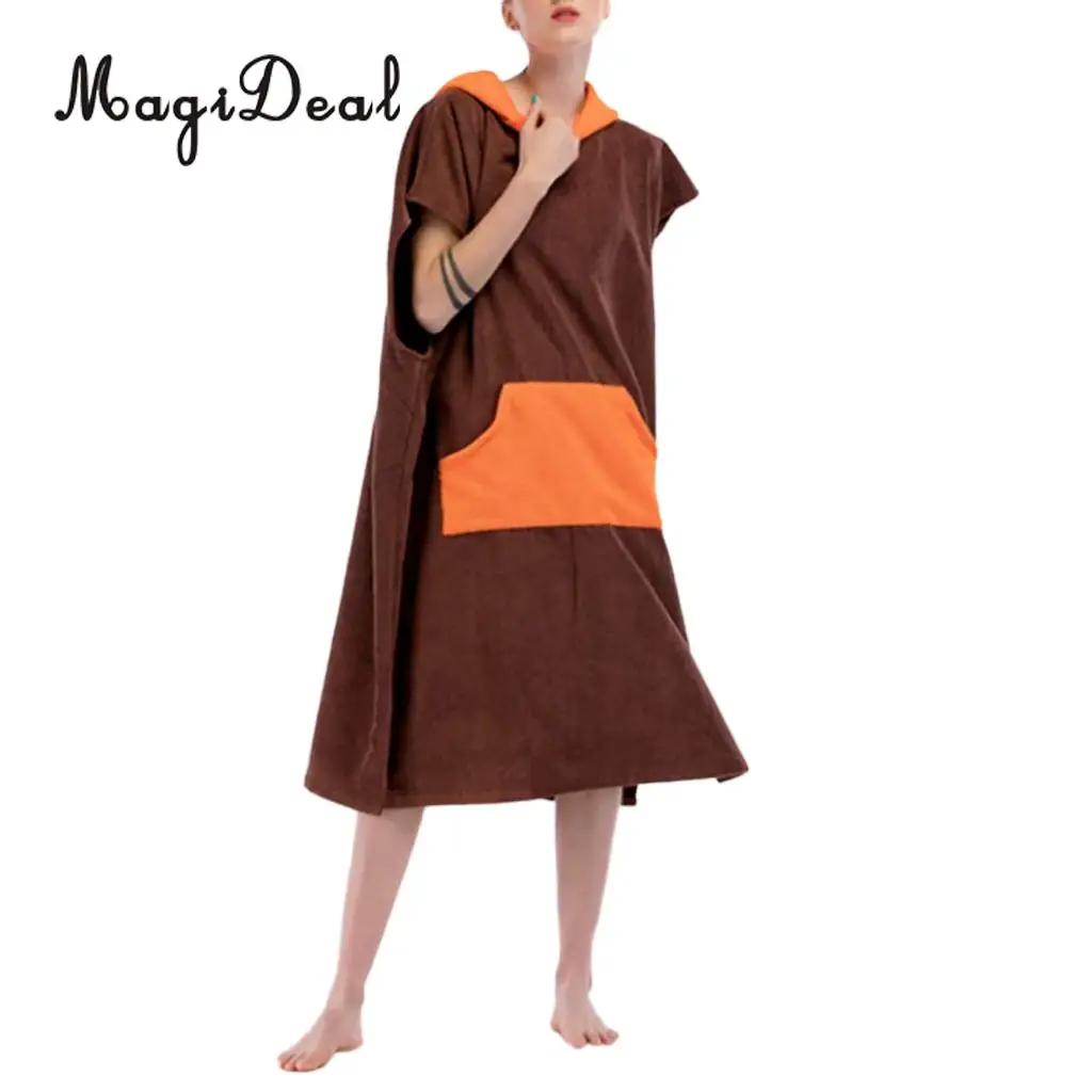 MagiDeal Newest Perfeclan Water Sports Surfing Equipment Unisex Surf Beach Hood Poncho Towel Wetsuit Changing Robe & Pocket 